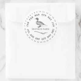 ヴィンテージダックファームの日付の卵カートン ラウンドシール