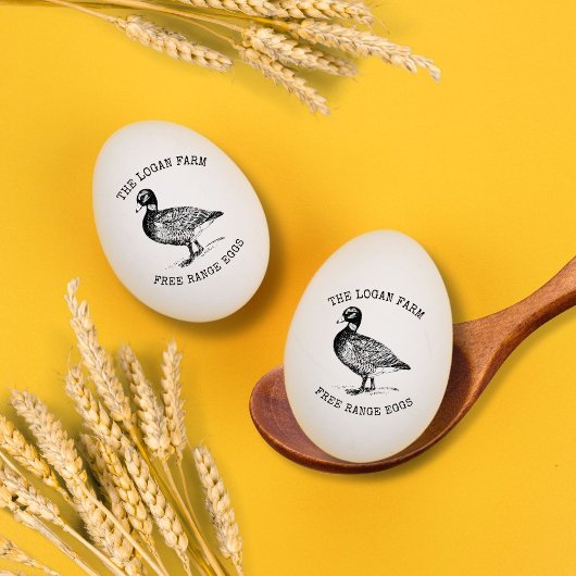 ヴィンテージダックファームハウスパーソナライズされたエッグスタンプ ラバースタンプ