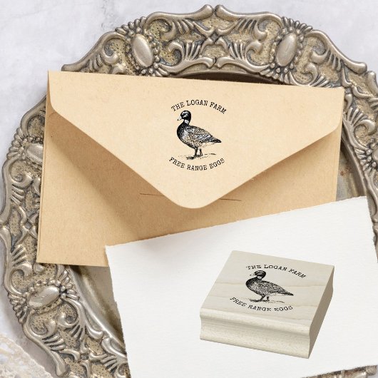 ヴィンテージダックファームハウスパーソナライズされたエッグスタンプ ラバースタンプ