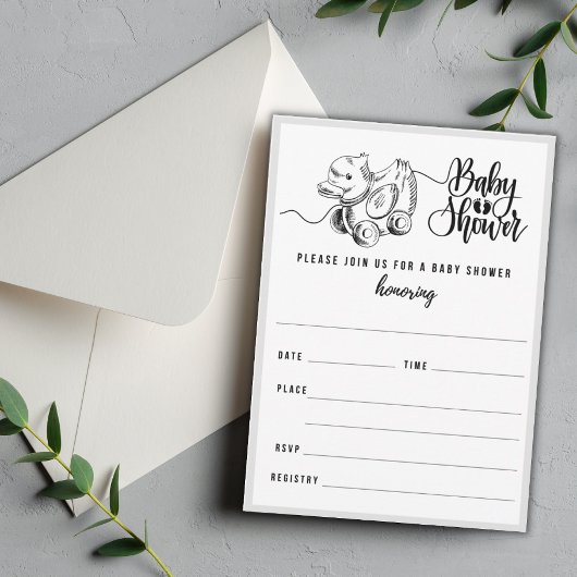 ヴィンテージダック引き赤ちゃんシャワー充填招待状 招待状