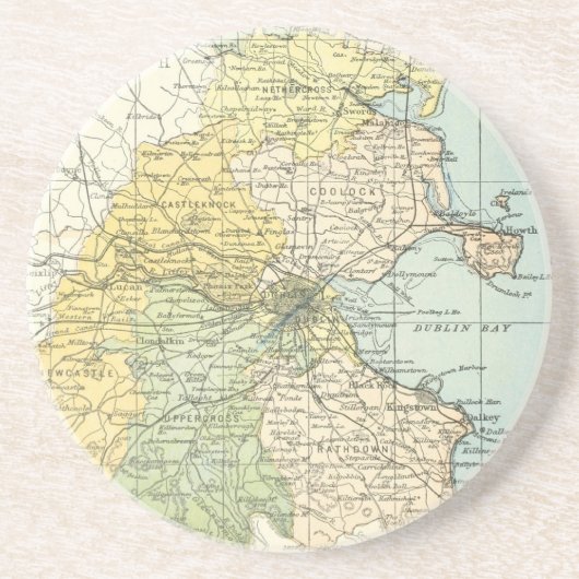 ヴィンテージダブリンとその周辺地域の地図（1900年） コースター (正面)