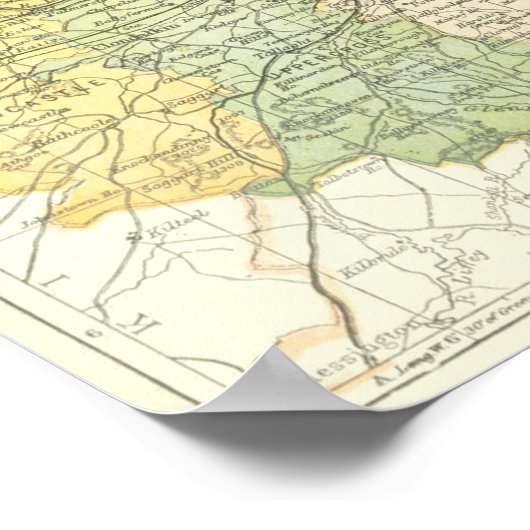 ヴィンテージダブリンとその周辺地域の地図（1900年） ポスター (角)