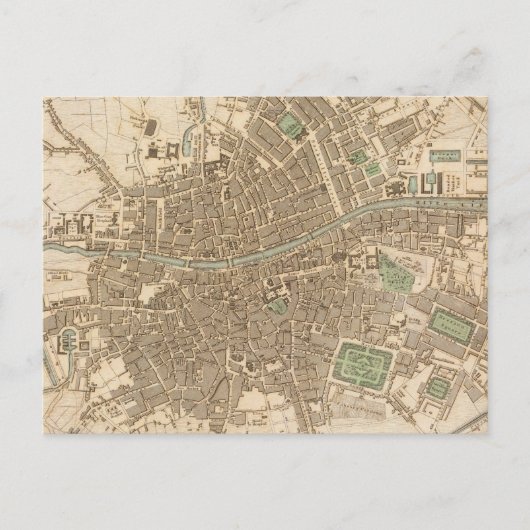 ヴィンテージダブリンの地図(1836年) ポストカード (正面)