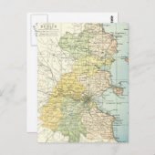 ヴィンテージダブリン周辺地域地図(1900年) ポストカード (正面/裏面)