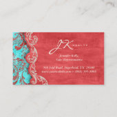 ヴィンテージダマスエードターコイズブルーレッド 名刺 (裏面)