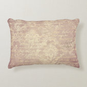 ヴィンテージダマスクとスクリプト金ゴールドとピンク動揺して アクセントクッション (正面)