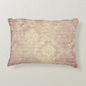ヴィンテージダマスクとスクリプト金ゴールドとピンク動揺して アクセントクッション (裏面)