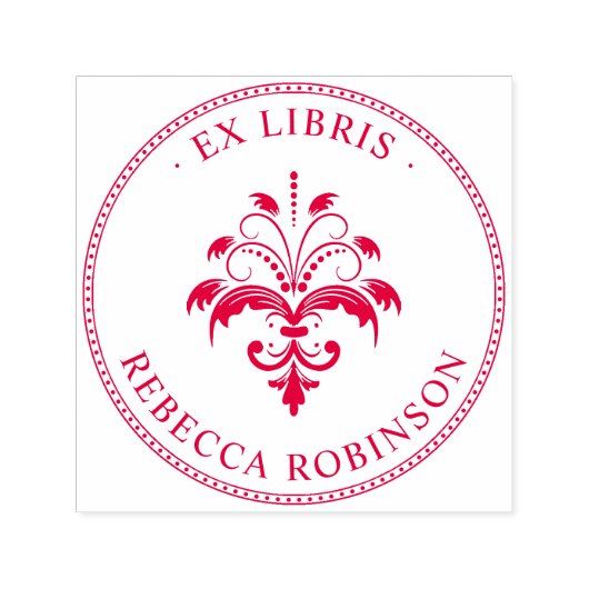 ヴィンテージダマスクとタイポグラフィ |イヴカスタムィリリス セルフインキングスタンプ (デザイン)