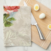 ヴィンテージダマスクとバラキッチンタオル キッチンタオル (四つ折り)