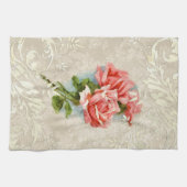 ヴィンテージダマスクとバラキッチンタオル キッチンタオル (横)