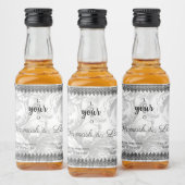 ヴィンテージダマスクとブラックレースロゴ香料 リキュールボトルラベル (ボトル)