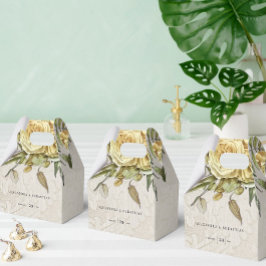 ヴィンテージダマスクとボホイエロー結婚の花 フェイバーボックス