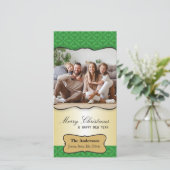 ヴィンテージダマスクのクリスマスグリーティングフォトカード シーズンカード (スタンド正面)