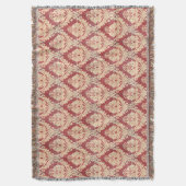 ヴィンテージダマスクのクリームと赤 スローブランケット (正面縦)