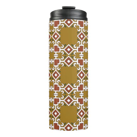 ヴィンテージダマスクのシームレスなパターンの背景チェック タンブラー (正面)