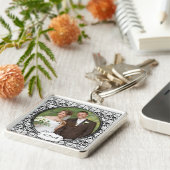 ヴィンテージダマスクウェディングフォトキーチェーン キーホルダー (側面)