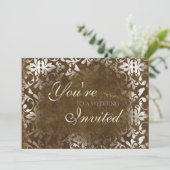 ヴィンテージダマスクウェディング招待状、エスプレッソ 招待状 (スタンド正面)