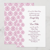 ヴィンテージダマスクウェディング招待状（ピンク） 招待状 (正面/裏面)
