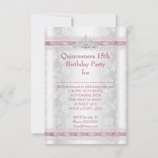 ヴィンテージダマスクキンセアニェラ15thバースデーパーティーsml 招待状 (裏面)