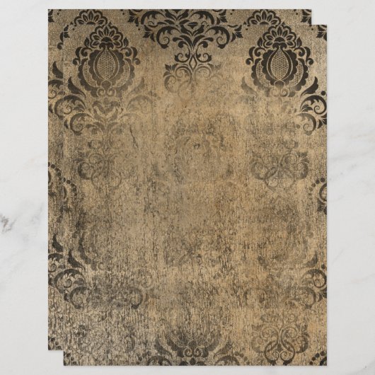 ヴィンテージダマスクグランジースクラップブック紙 (正面/裏面)