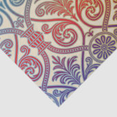 ヴィンテージダマスクコンター壁紙 – 青バイオレットレッド 薄葉紙 (詳細)