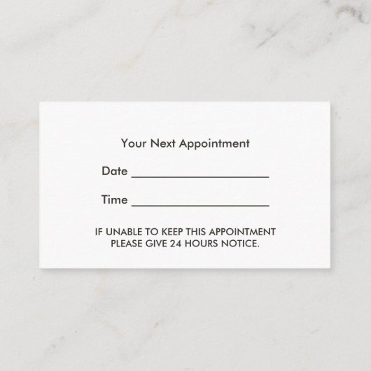 ヴィンテージダマスクサロン:美容師アポイントメント 予約カード (裏面)