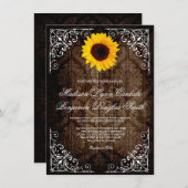 ヴィンテージダマスクサンフラワー素朴結婚式招待状 招待状 (正面/裏面)