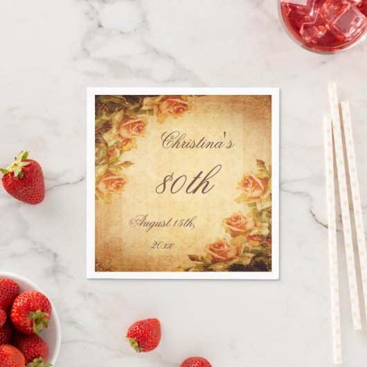 ヴィンテージダマスクシャビーシックピーチバラセルヴィettes スタンダードカクテルナプキン (インサイチュ)