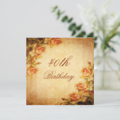 ヴィンテージダマスクシャビーシックピーチバラ40th 招待状 (スタンド正面)