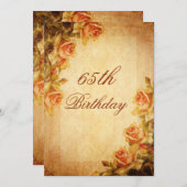 ヴィンテージダマスクシャビーシックピーチバラ65th 招待状 (正面/裏面)