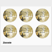 ヴィンテージダマスクシャンデリア結婚金ゴールドシール ラウンドシール (シート)