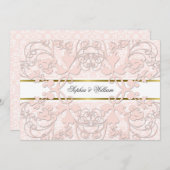 ヴィンテージダマスクスワーズレースエレガントウェディング招待状 招待状 (正面/裏面)