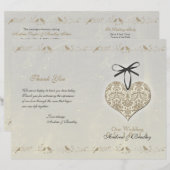 ヴィンテージダマスクハート結婚式 プログラム (正面/裏面)