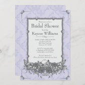 ヴィンテージダマスクバタフライガーデンブライダルシャワー 招待状 (正面/裏面)