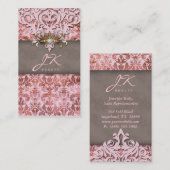 ヴィンテージダマスクバラ金ゴールドエレガントクラウン 名刺 (正面/裏面)