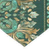 ヴィンテージダマスクパターン – エメラルドグリーンと金ゴールド テーブルクロス (アングル)