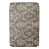 ヴィンテージダマスクパターン（グランジ仕上げ） – ブラウンズ バスマット (正面縦)