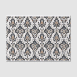 ヴィンテージダマスクパターン（グレーとベージュの色合い） 薄葉紙