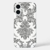 ヴィンテージダマスクパターン – グレーと白 Case-Mate iPhoneケース (裏面)