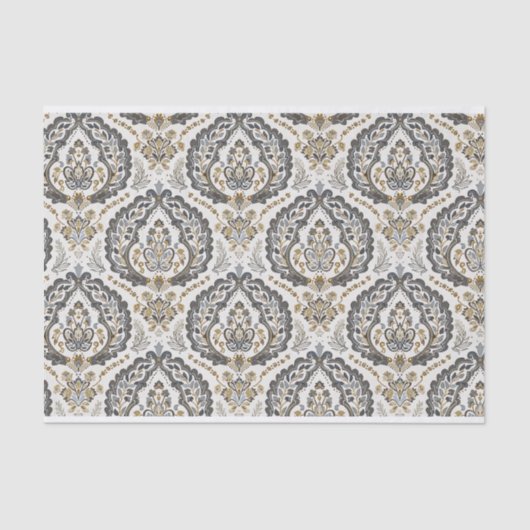 ヴィンテージダマスクパターン（ベージュとグレー） 薄葉紙 (正面)
