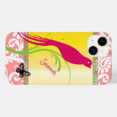 ヴィンテージダマスクピンクスワローバードバタフライ Case-Mate iPhoneケース (裏面 (横))