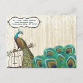 ヴィンテージダマスクピーコックバードケージ日付を保存 案内ポストカード (裏面)