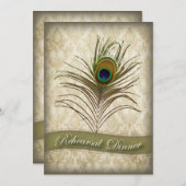 ヴィンテージダマスクピーコックリハーサルディナー招待状 招待状 (正面/裏面)
