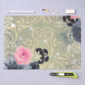 ヴィンテージダマスクフローラデザインと蝶 薄葉紙 (クラフト)