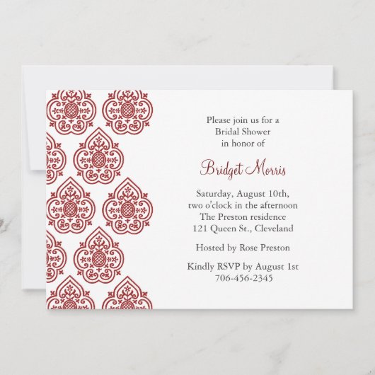ヴィンテージダマスクブライダルシャワーの招待状 招待状 (正面)