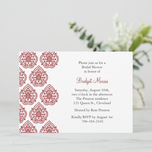 ヴィンテージダマスクブライダルシャワーの招待状 招待状 (スタンド正面)