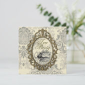 ヴィンテージダマスクブライダルシャワーティーパーティの招待状 招待状 (スタンド正面)