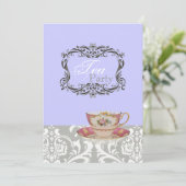 ヴィンテージダマスクブライダルシャワー茶パーティー 招待状 (スタンド正面)