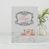 ヴィンテージダマスクブライダルシャワー茶パーティー 招待状 (スタンド正面)