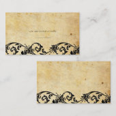 ヴィンテージダマスクブラックスワール結婚ズプレイスカード プレイスカード (正面/裏面)